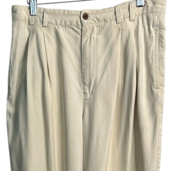 JOSEPH & FEISS Mens Tan SILK Pleated Dress/Casual Slacks Pants Sz 34/29 Vacation - Picture 4 of 12